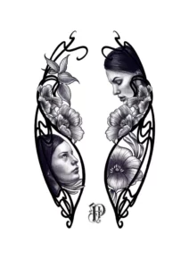 © Misspetra - Tattoo OHM MWiptattoo, Portraits, histoire de l’art, classique, art nouveau.